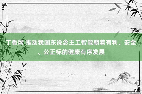 丁香网 推动我国东说念主工智能朝着有利、安全、公正标的健康有序发展