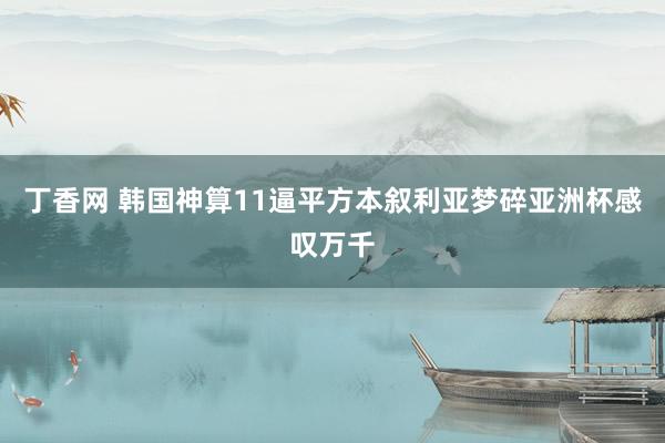 丁香网 韩国神算11逼平方本叙利亚梦碎亚洲杯感叹万千